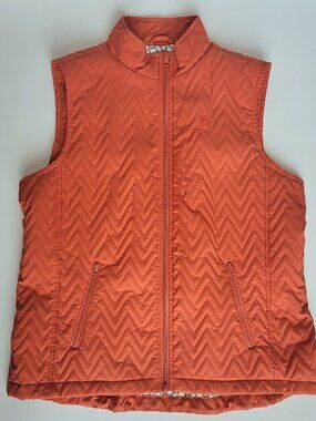 Riding Sport Annie RS Quilted Vest Womens XL Orange Two-Way Full Zip